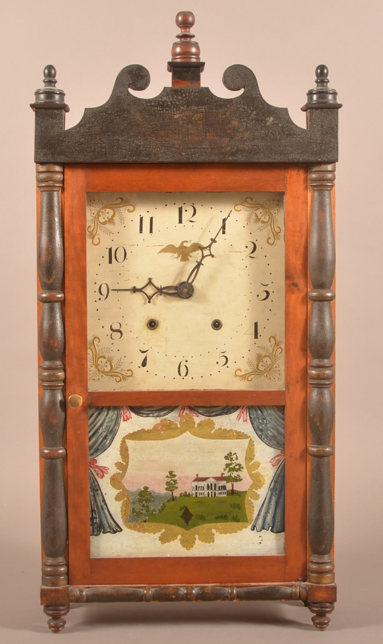 William Sherwin Mahogany Pillar and Scroll Shelf Clock. (1 of 8)