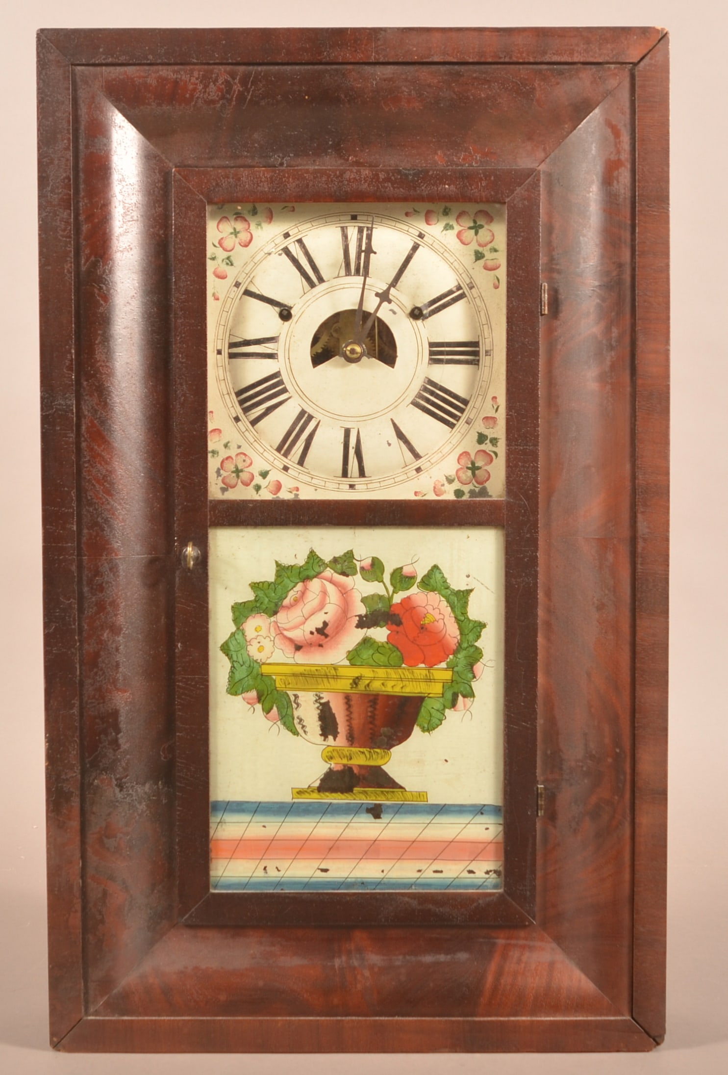 Forestville Burl Mahogany Veneer Ogee Case Clock. (1 of 6)