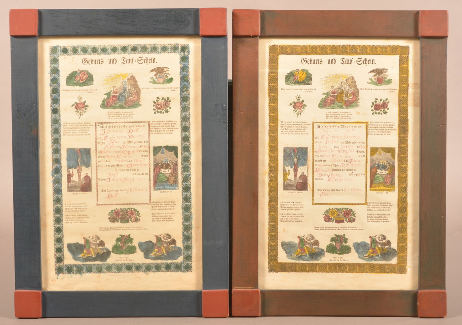 Two Daniel May, York, PA Printed Taufscheins. (1 of 6)