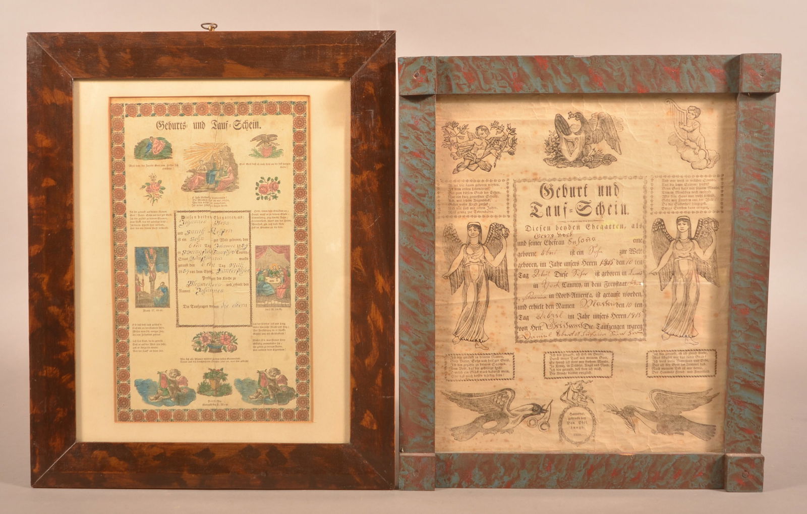 Two York County, PA 19th Century Printed Taufscheins. (1 of 6)