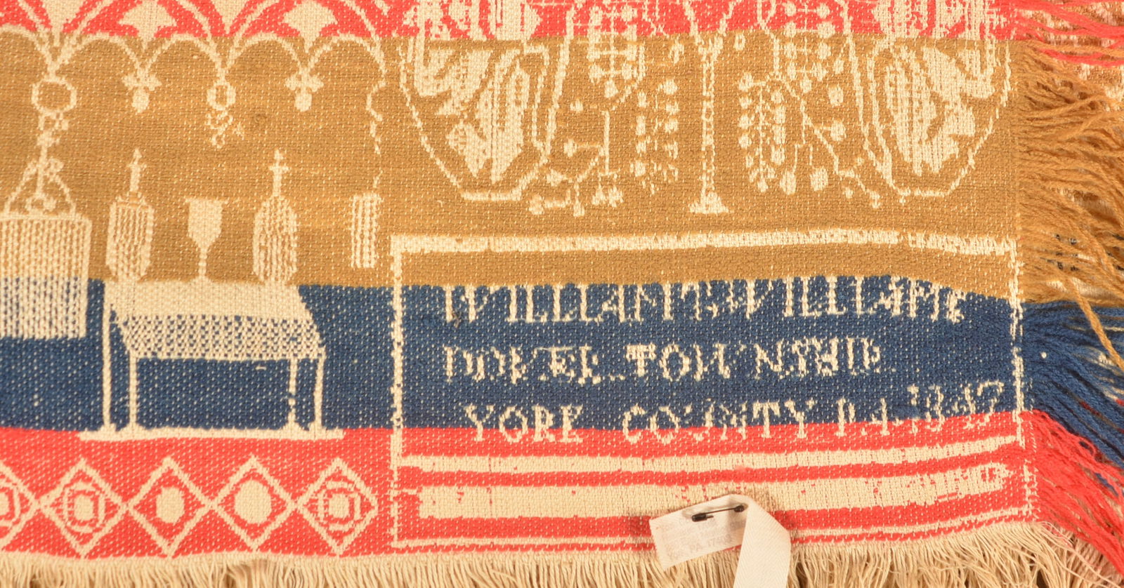 1847 York County, PA 4-Color Jacquard Coverlet. (1 of 7)