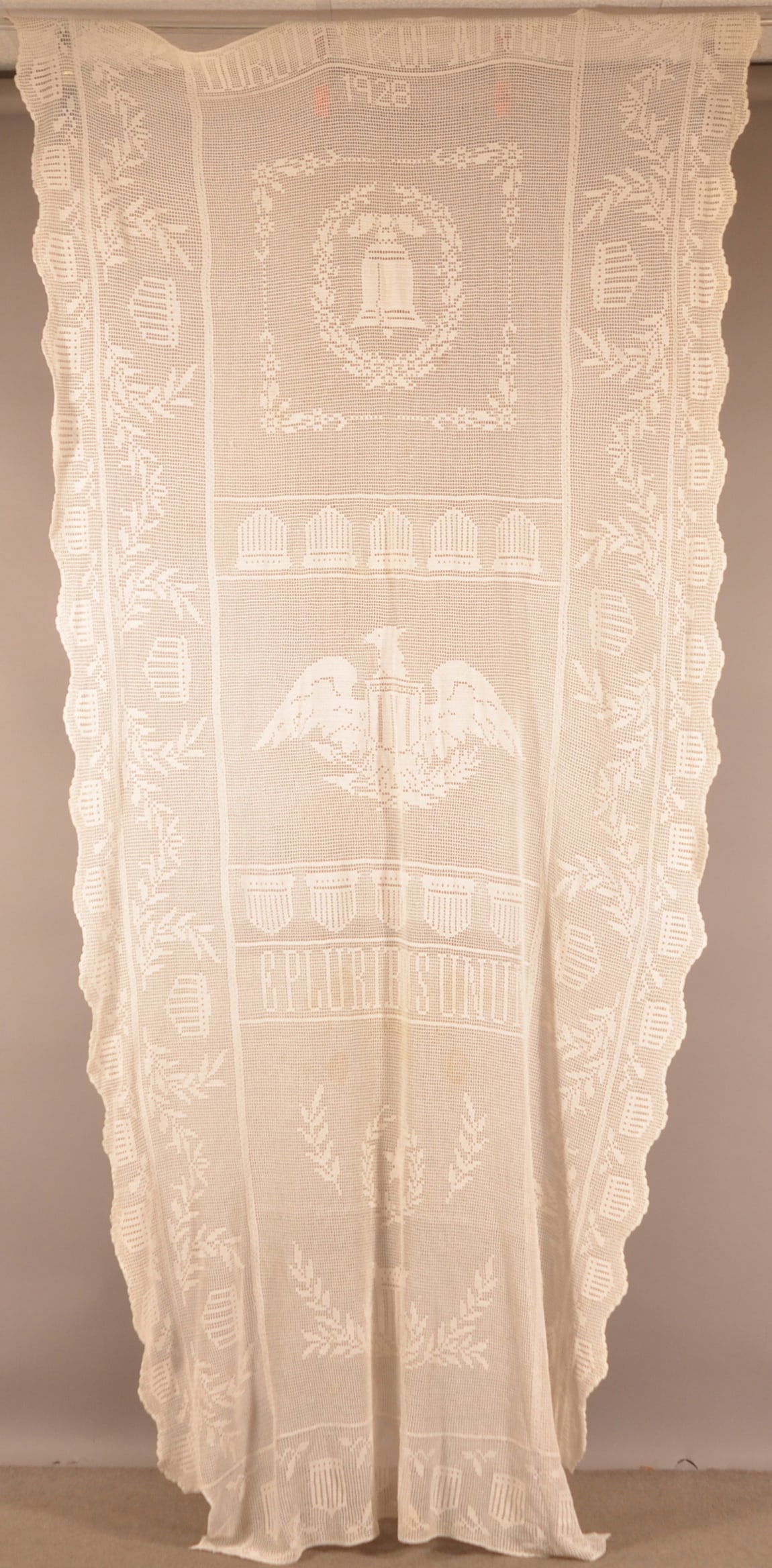 Crochet Bedspread Signed "Dorothy Kefauver 1928". (1 of 8)