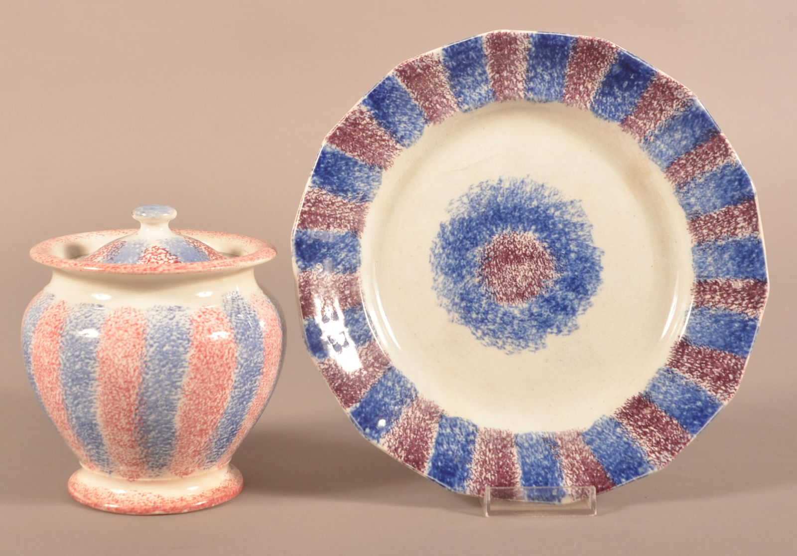 Two Pieces of Antique Rainbow Spatter China. (1 of 4)