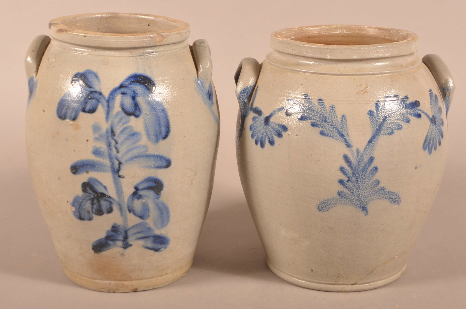 Two Cobalt-Decorated Stoneware Jars. (1 of 5)