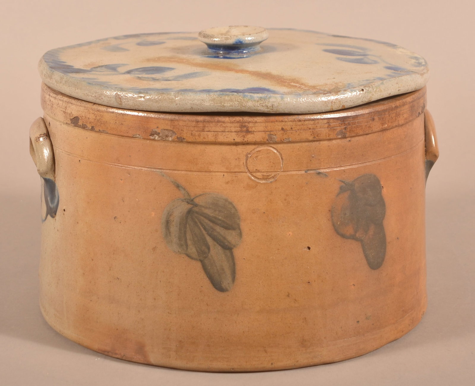 Foliate Cobalt-Decorated Stoneware Cake Crock. (1 of 6)