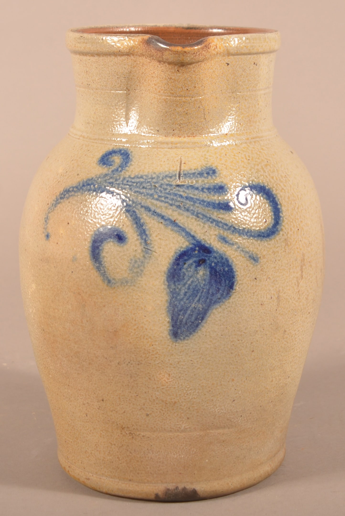 Cobalt-Decorated 1-Gallon Stoneware Pitcher. (1 of 4)