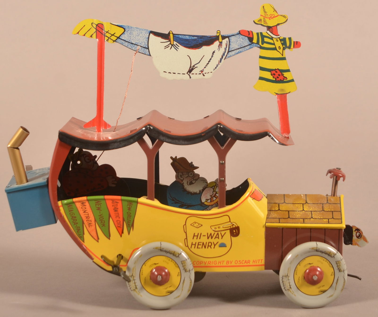 German Nifty Tin Litho Wind-Up Hi-Way Henry Car. (1 of 5)