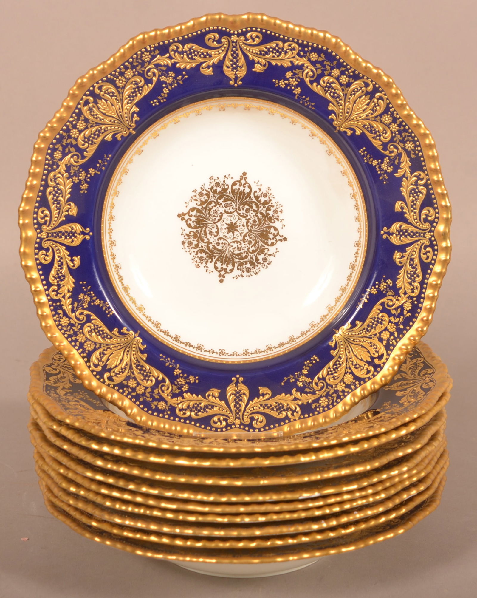 Ten Doulton Burslem English Porcelain Soup Plates. (1 of 6)