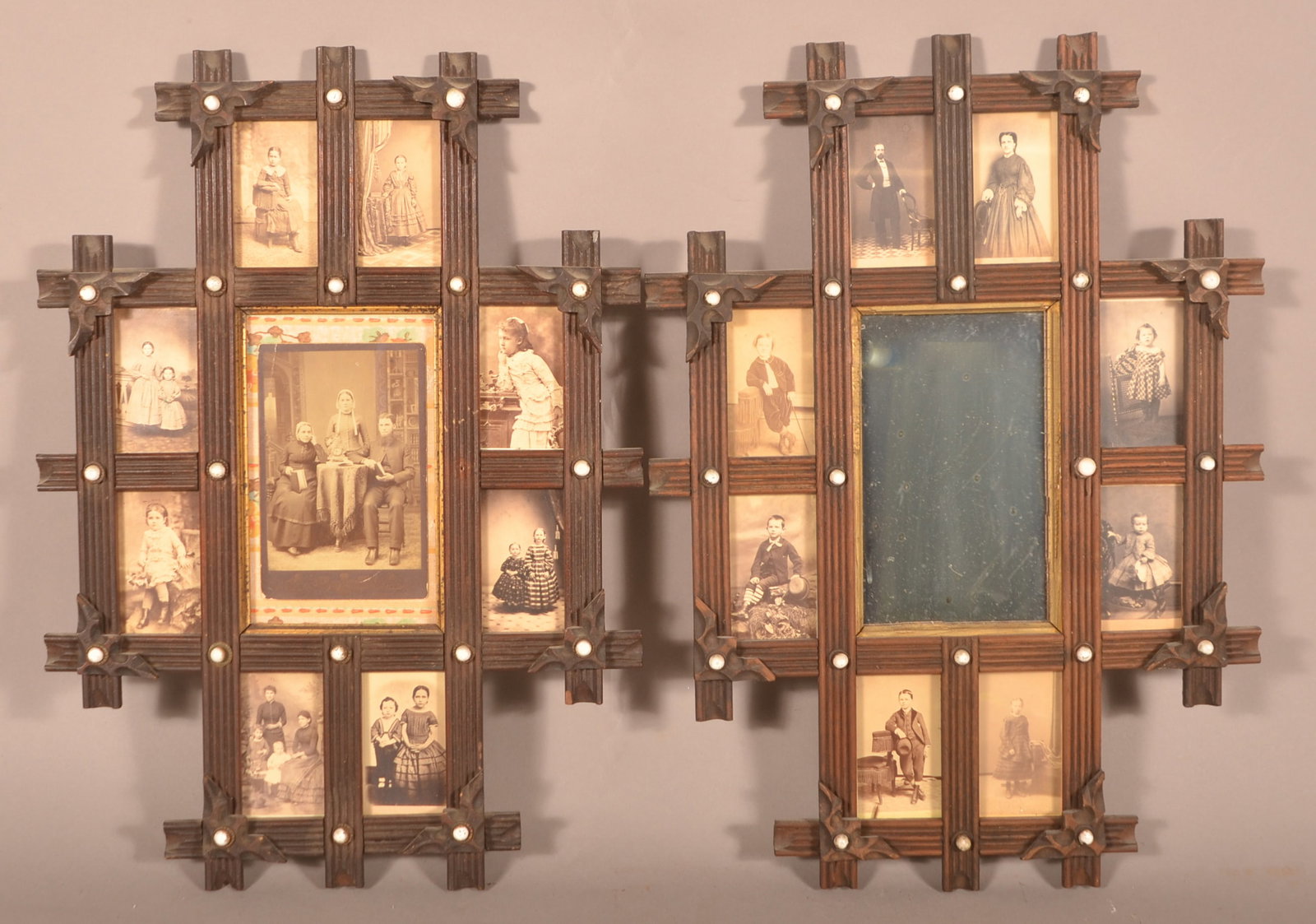 Pair of Carved Walnut Porcelain Knob Frames. (1 of 4)