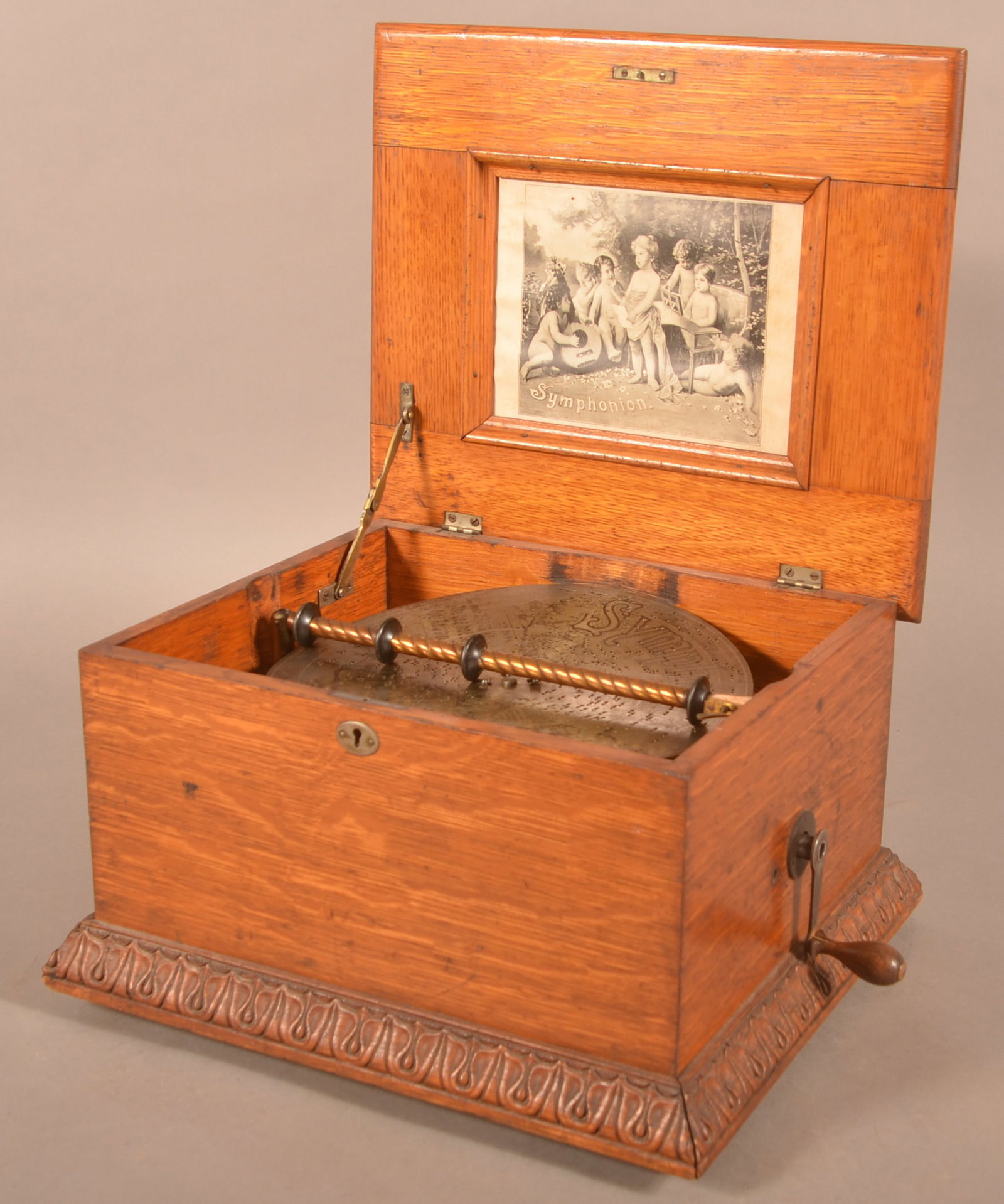 Symphonion Oak Case 10-1/4" Disc Player Music Box. (1 of 7)