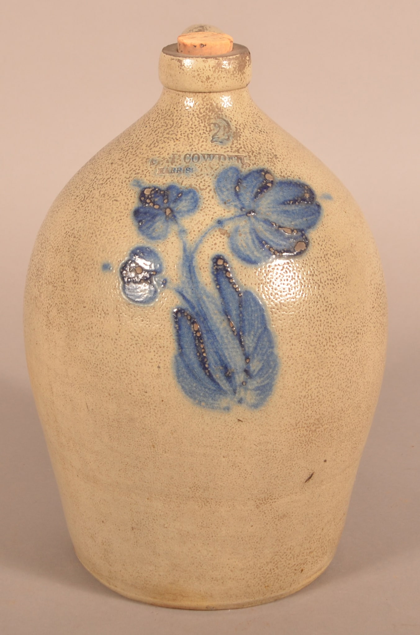 F.H. Cowden, Harrisburg, PA 2-Gal. Stoneware Jug. (1 of 4)