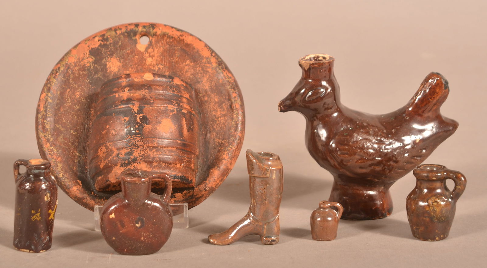 Antique Earthenware Miniatures and Match Holder. (1 of 2)