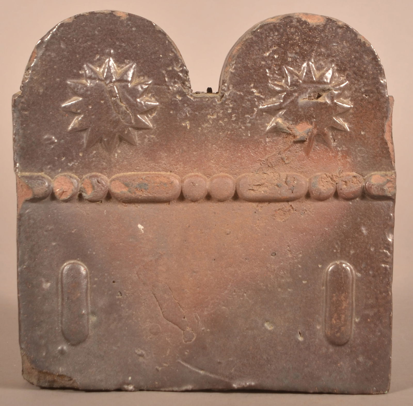 19th Century Glazed Redware Decorative Tile. (1 of 4)