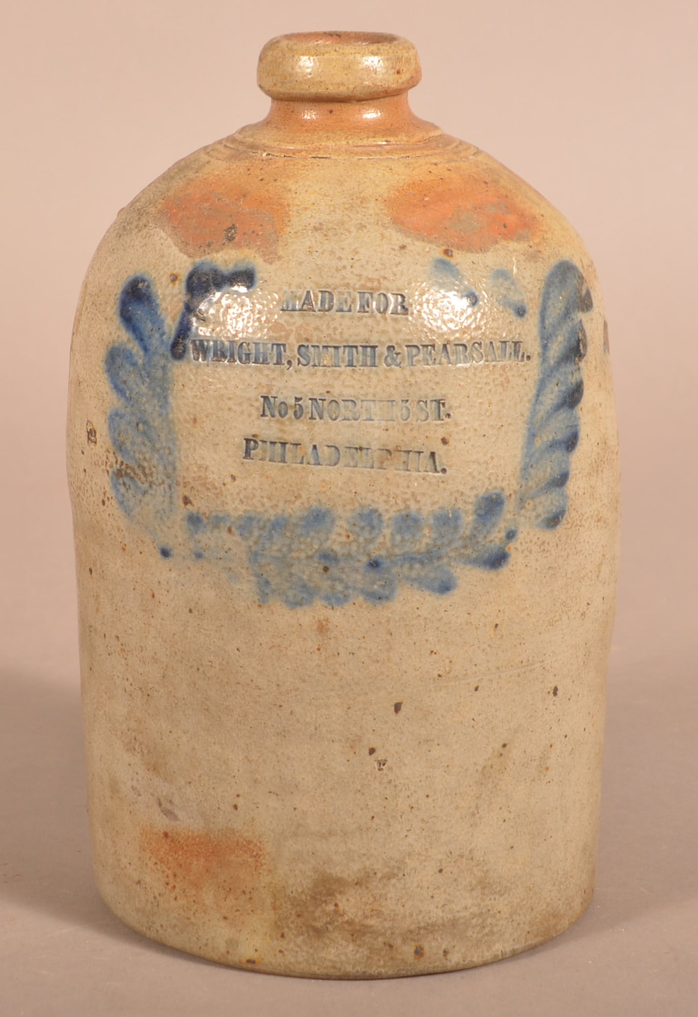 Scarce 2-Qt. Phila., PA Stoneware Advertising Jug. (1 of 5)
