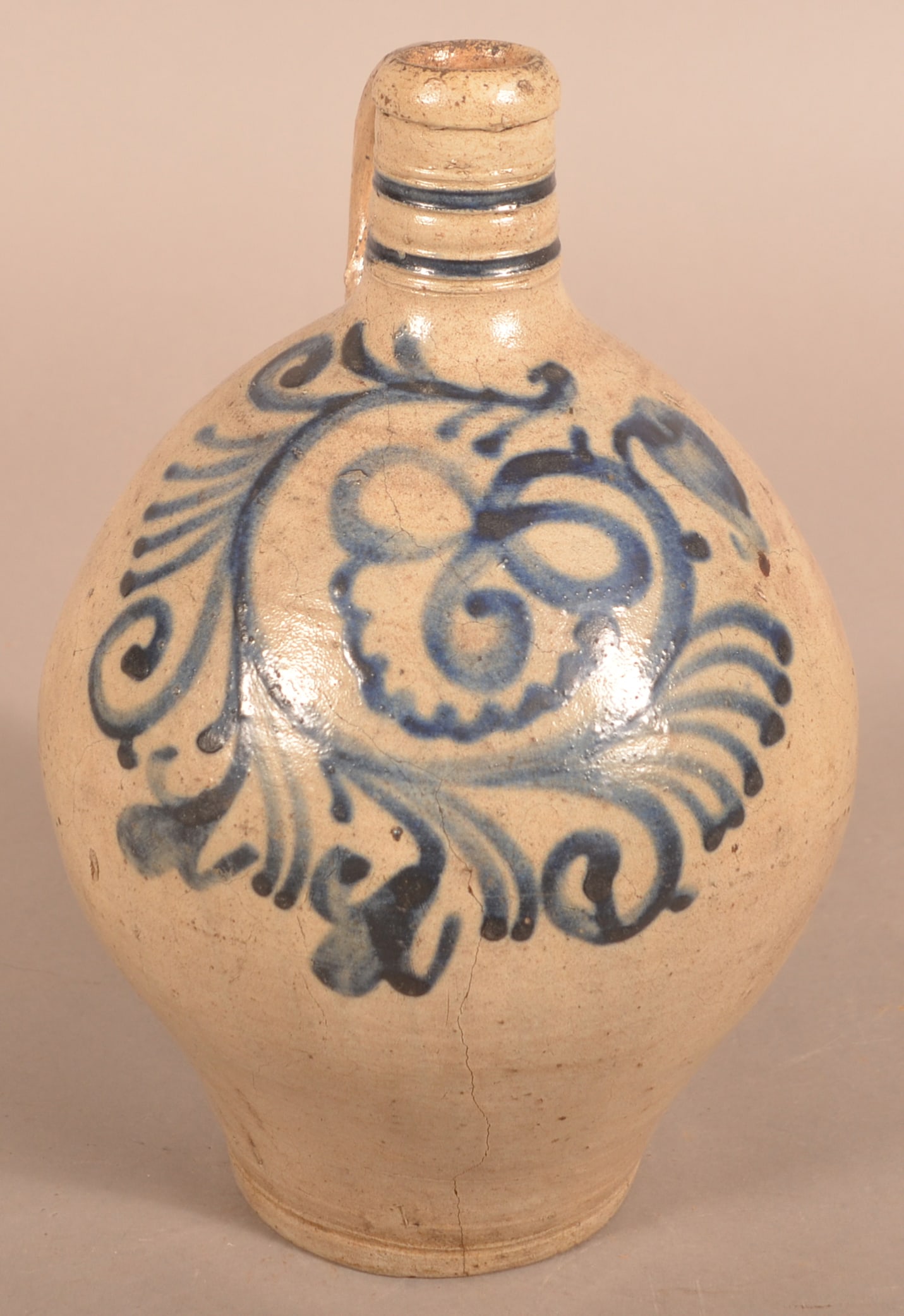 Antique German Stoneware Bulbous Jug. (1 of 3)