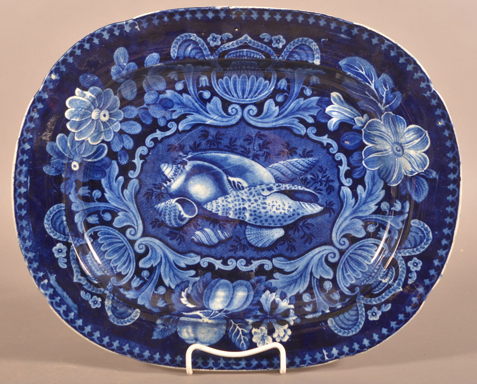 Blue Staffordshire Seashell Pattern Platter. (1 of 2)