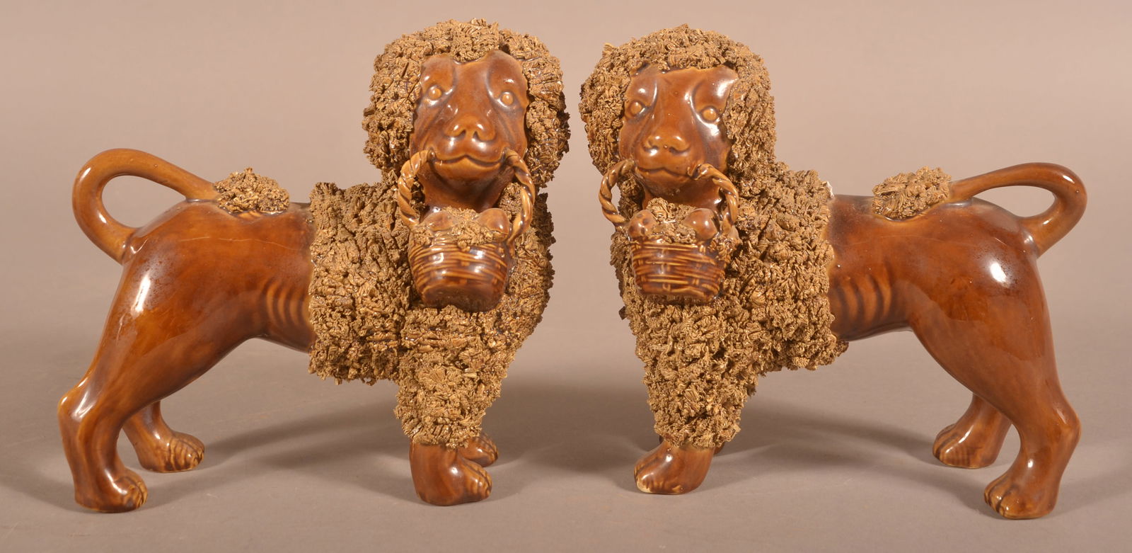 Pair of Italian Porcelain Poodles with Baskets. (1 of 5)