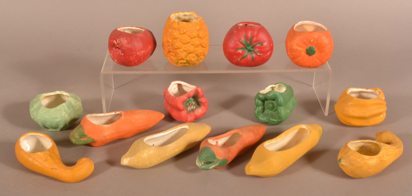 14 Cold-Painted Ceramic Fruit/Vegetable Planters. (1 of 2)