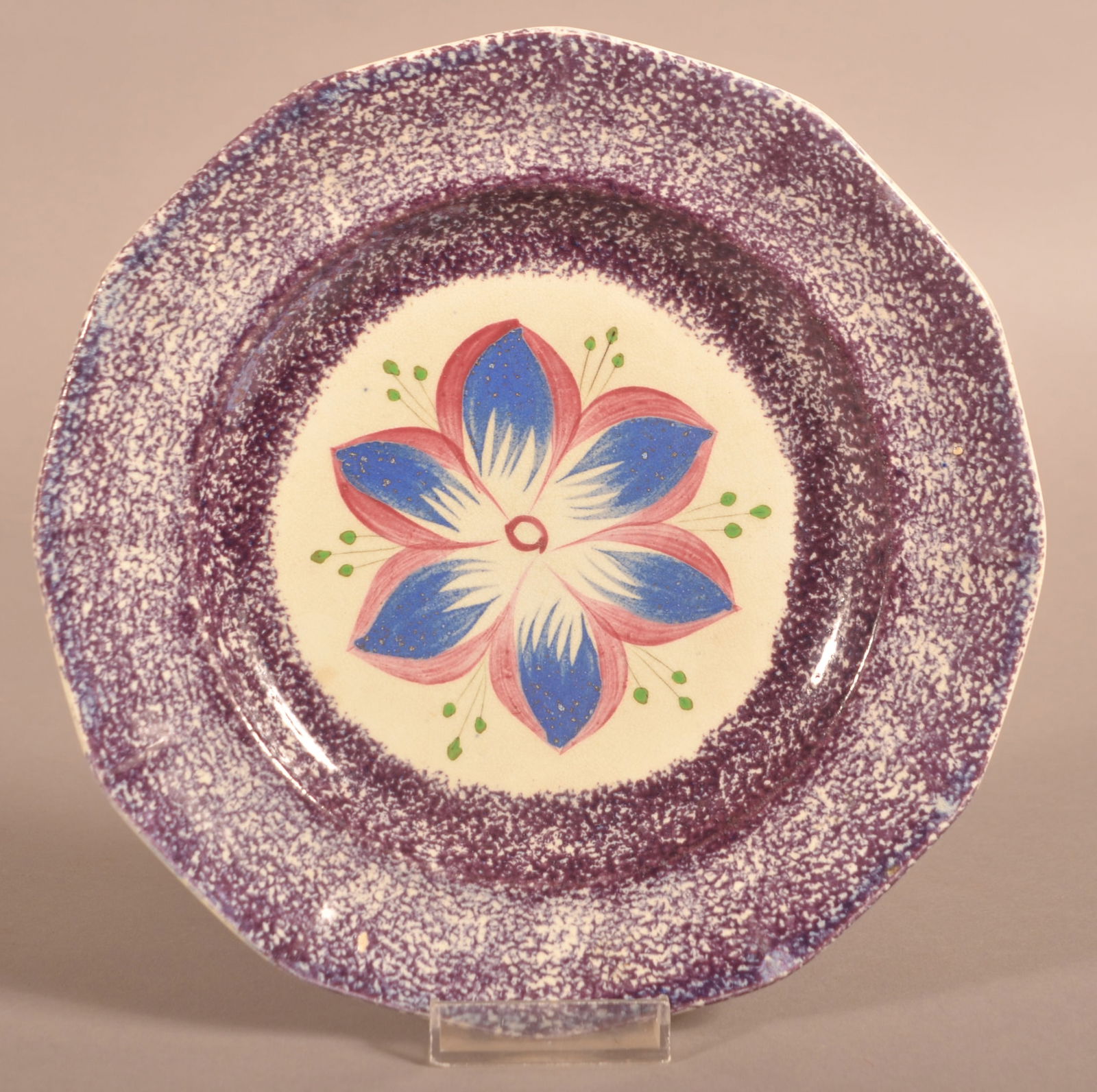 Purple Spatter Dahlia Ironstone Paneled Plate. (1 of 2)