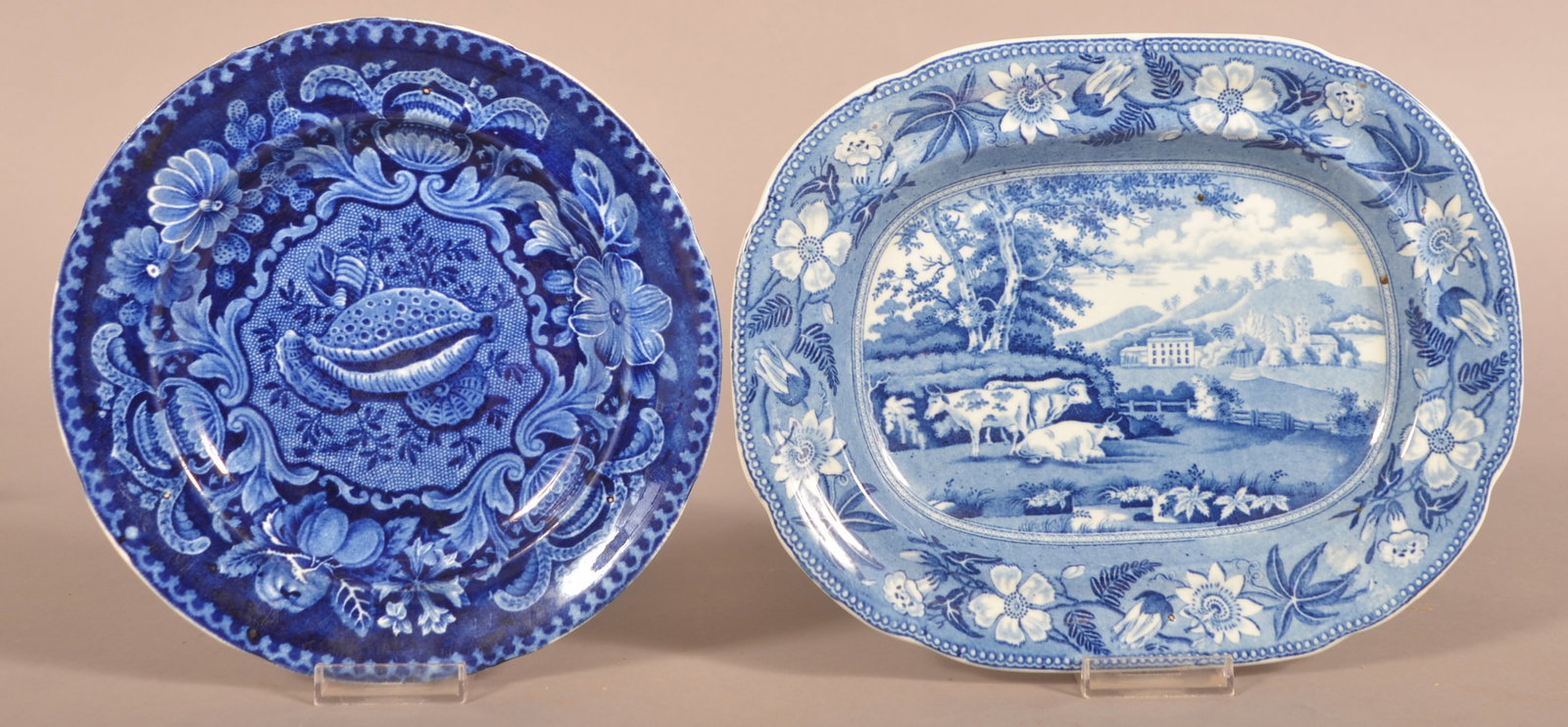 Staffordshire Blue Transfer Platter and Plate. (1 of 3)