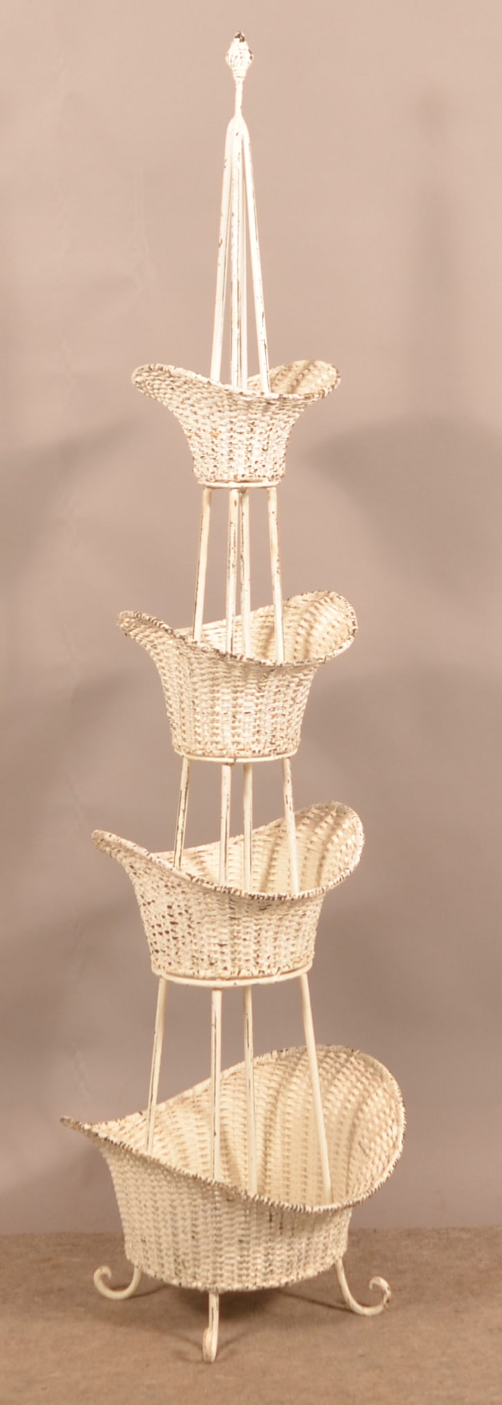 Vintage Iron and Wire Frame 4-Tier Basket Stand. (1 of 4)