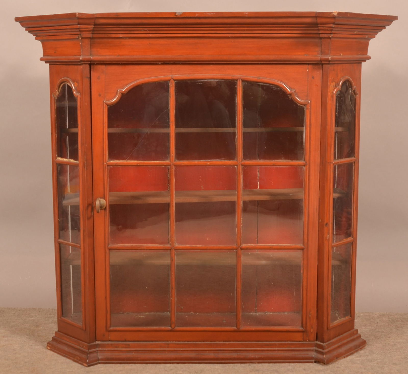 Stained Softwood Architectural Hanging Cabinet. (1 of 5)