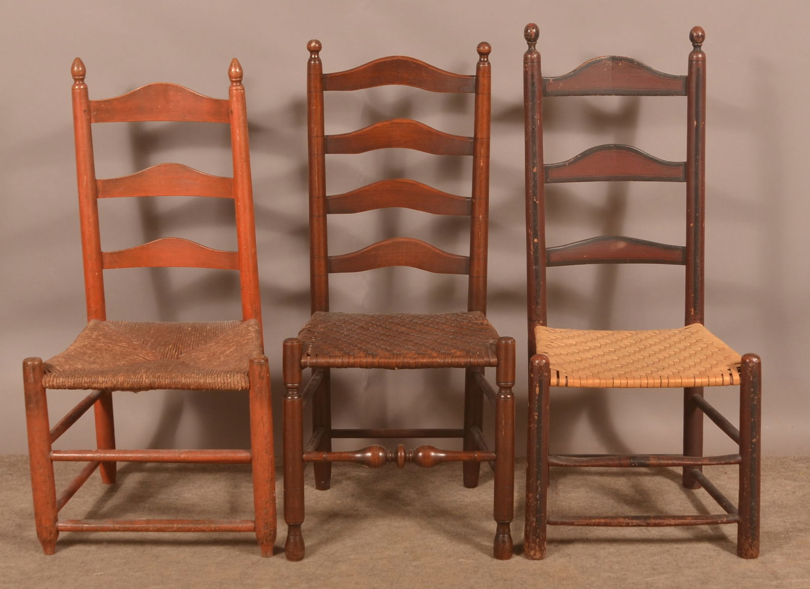 Three Early 19th Century Ladder-Back Side Chairs. (1 of 3)