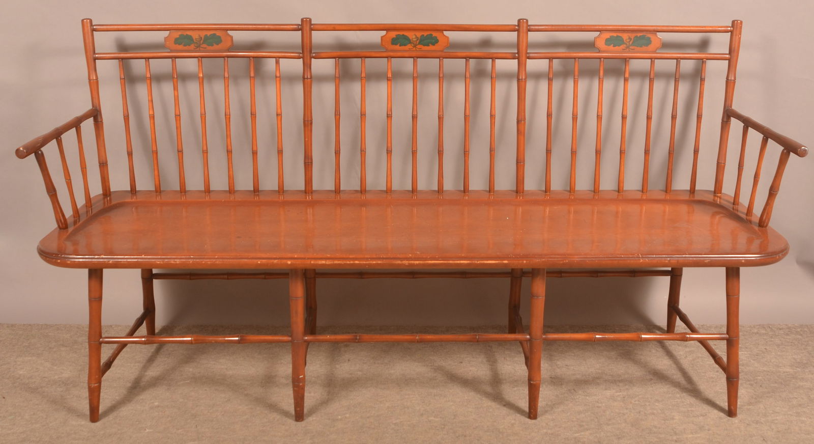 Maple Bamboo-Turned Butterfly-Back Settee. (1 of 4)