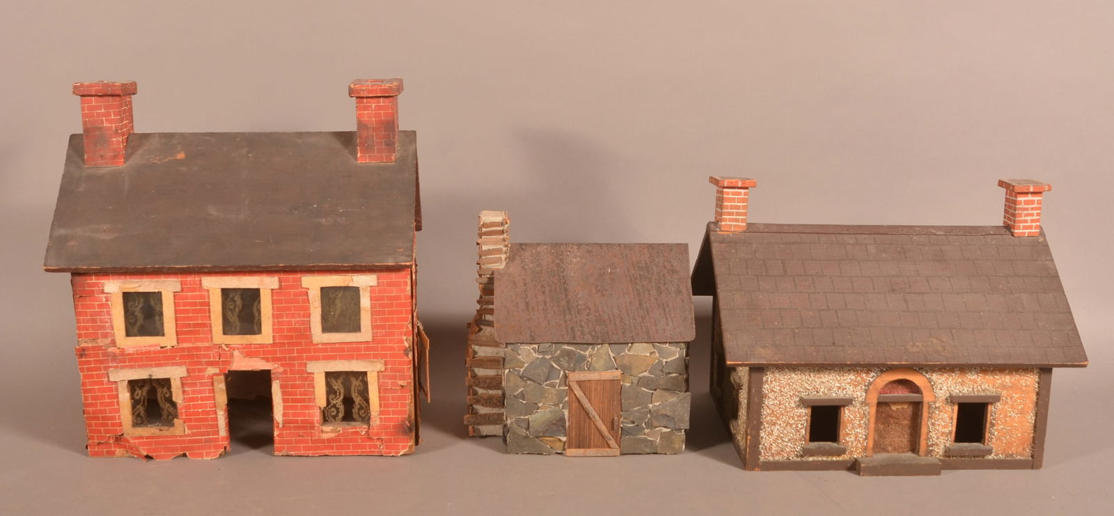 Three House and Cabin-Form Miniature Buildings. (1 of 6)