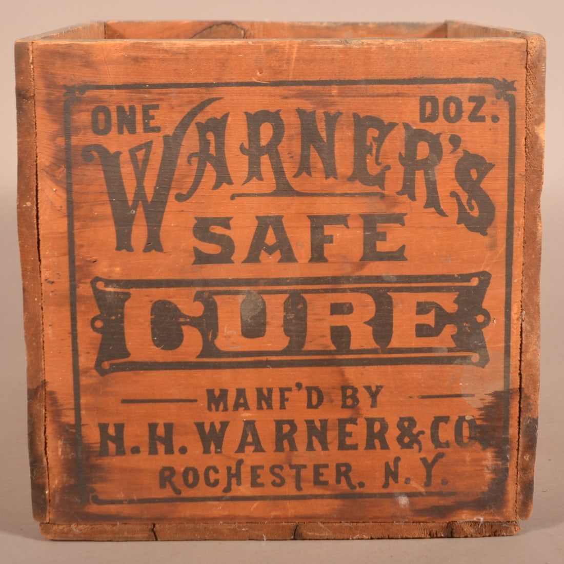 "Warner's Safe Cure" Wood Advertising Crate. (1 of 5)