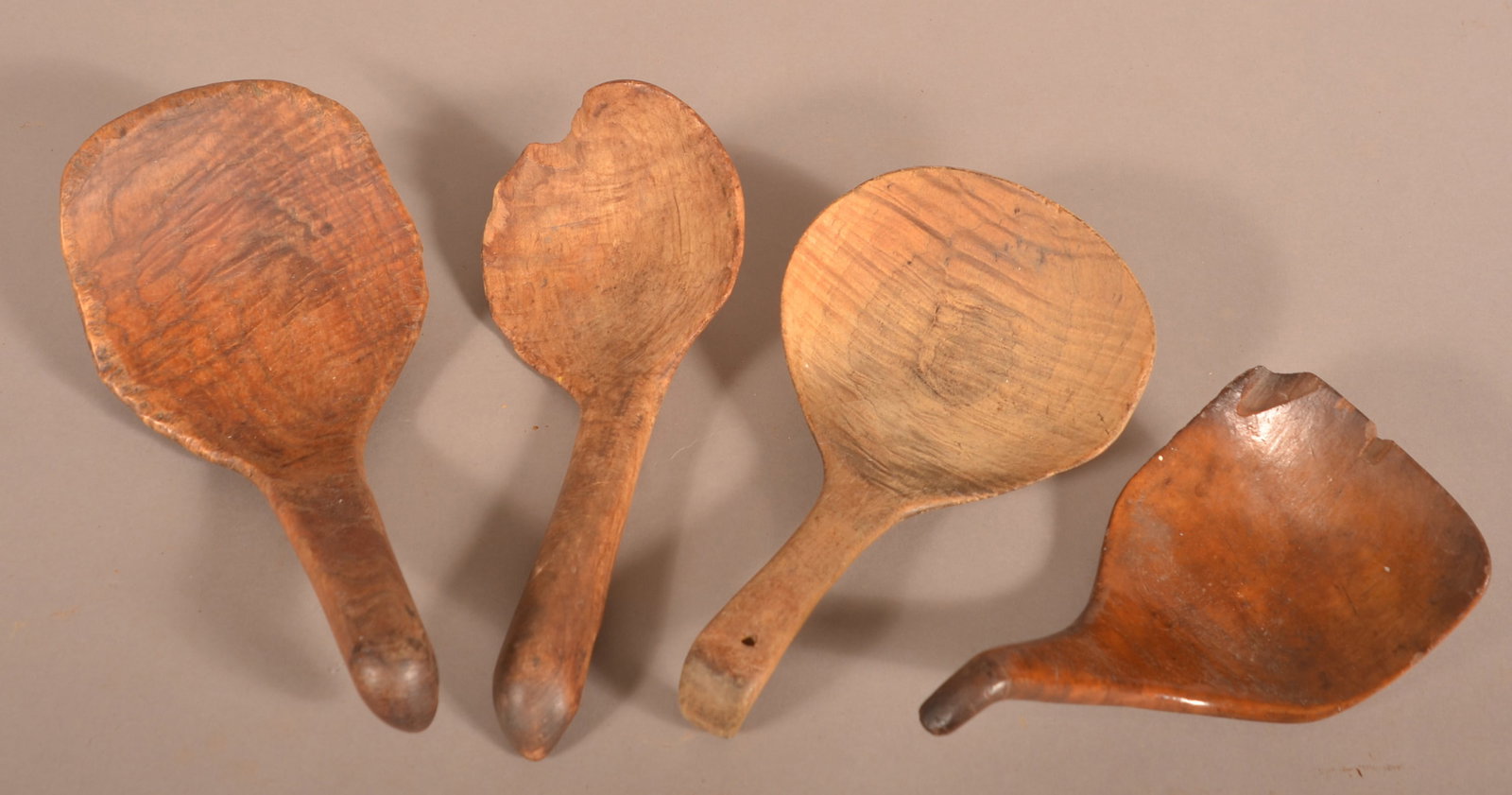 Four Antique Maple Butter Paddles.: Four Antique Maple Butter Paddles. Largest, 10-1/2"l.
