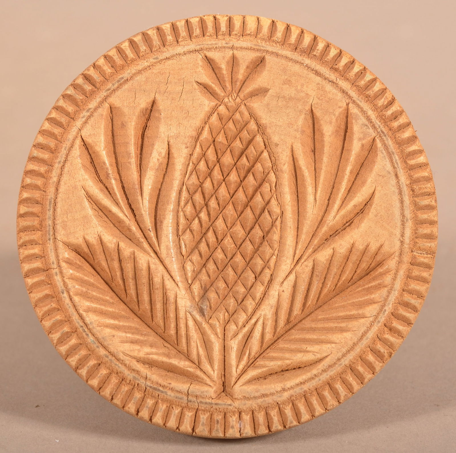 PA 19th Century Pomegranate Carved Butter Print. (1 of 3)