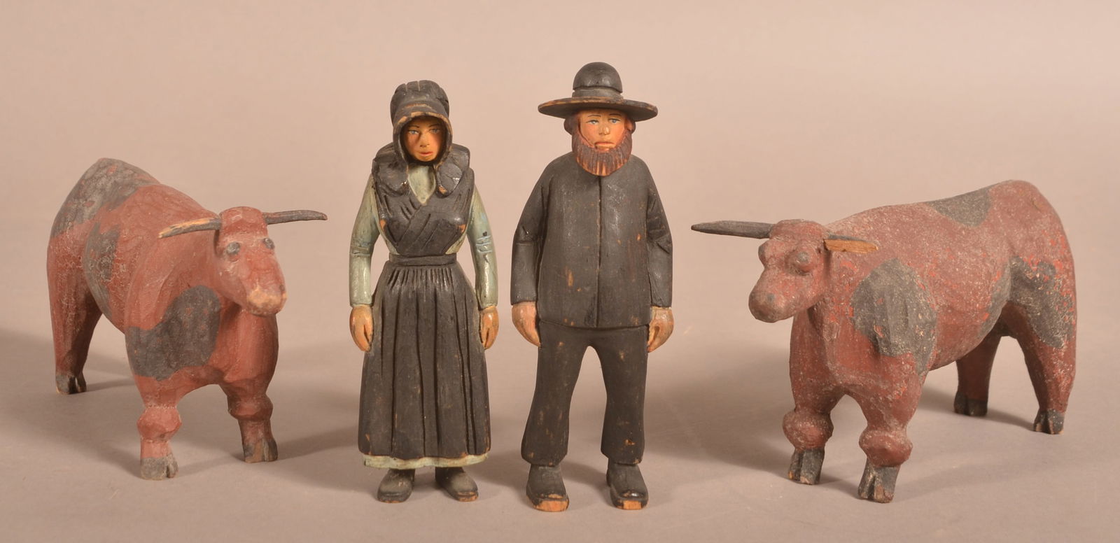 Four Contemporary Folk Art Carved Wood Figures. (1 of 6)