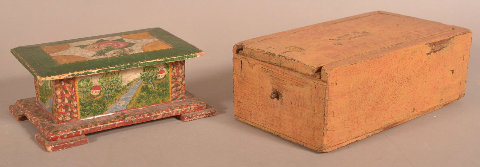 Two Various Painted Wooden Boxes. (1 of 5)