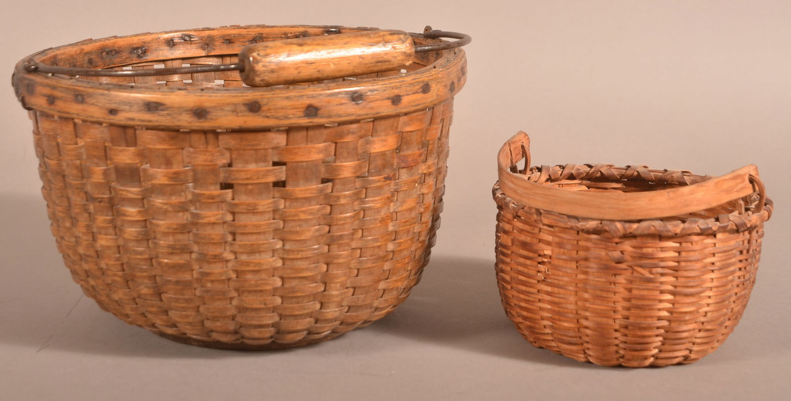 Two Woven Splint Swing Handle Baskets. (1 of 4)