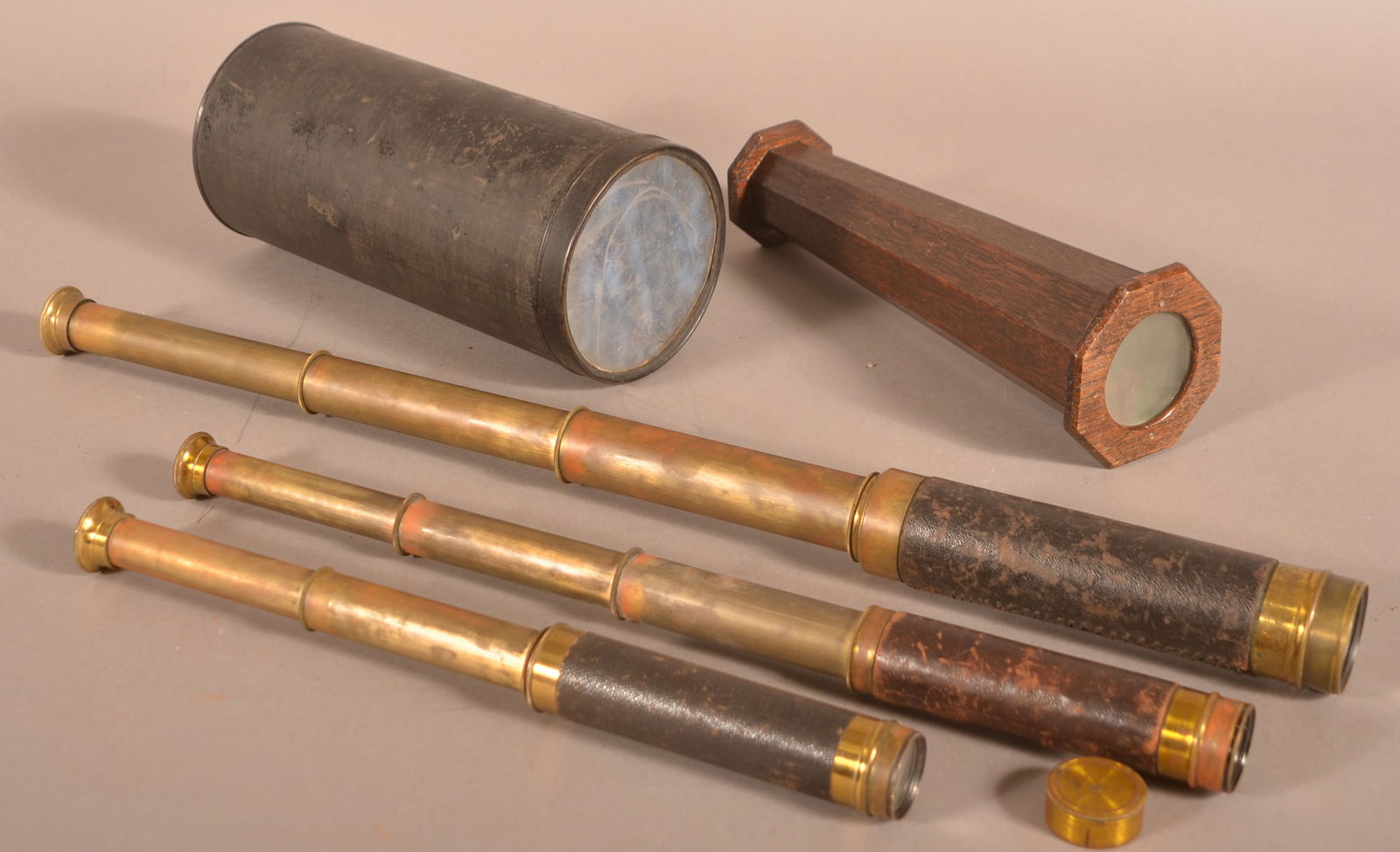 Three Antique Telescopes and Two Kaleidoscopes. (1 of 3)