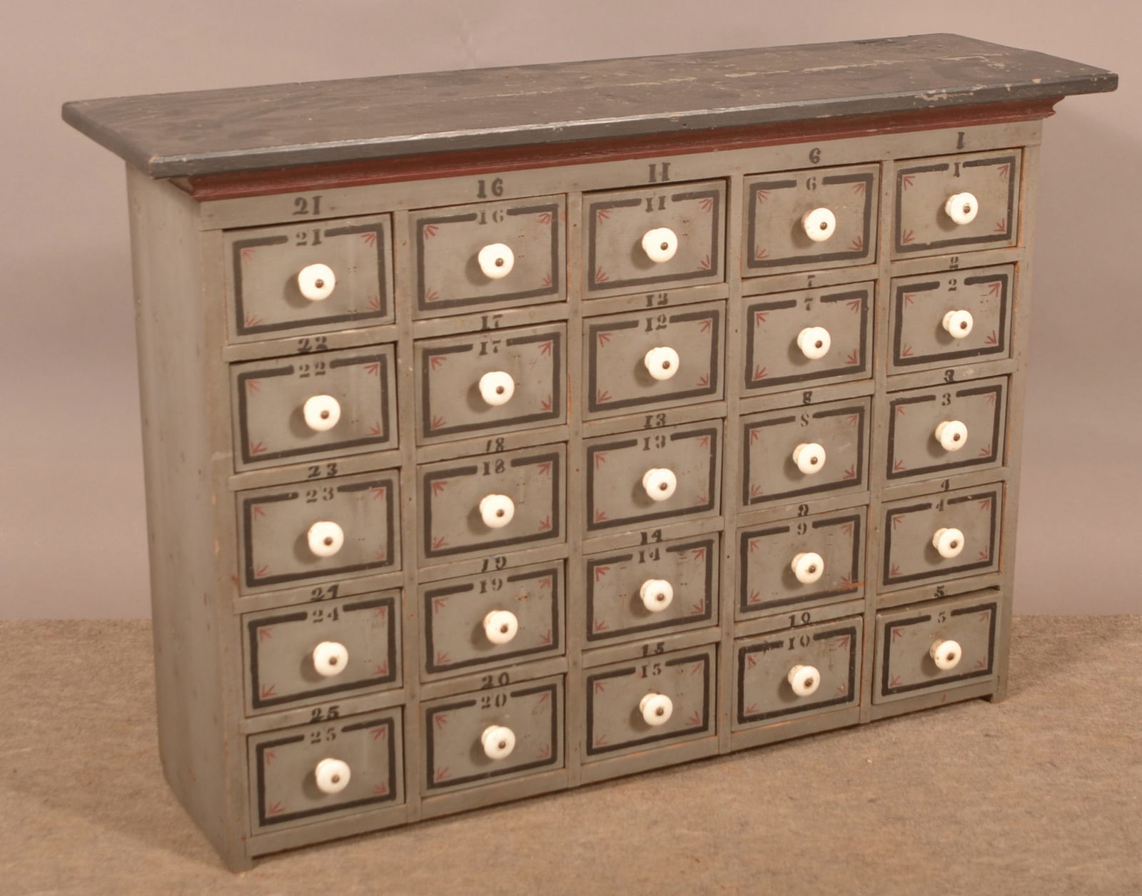 Vintage 25-Drawer Painted Wood Cabinet. (1 of 4)