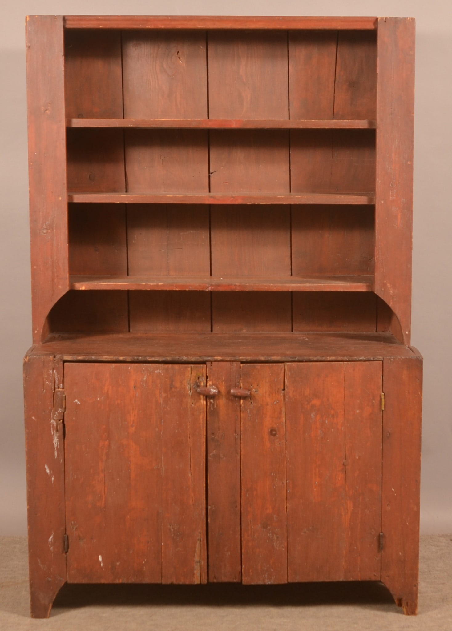 Antique Primitive Red-Painted Softwood Cupboard (1 of 6)