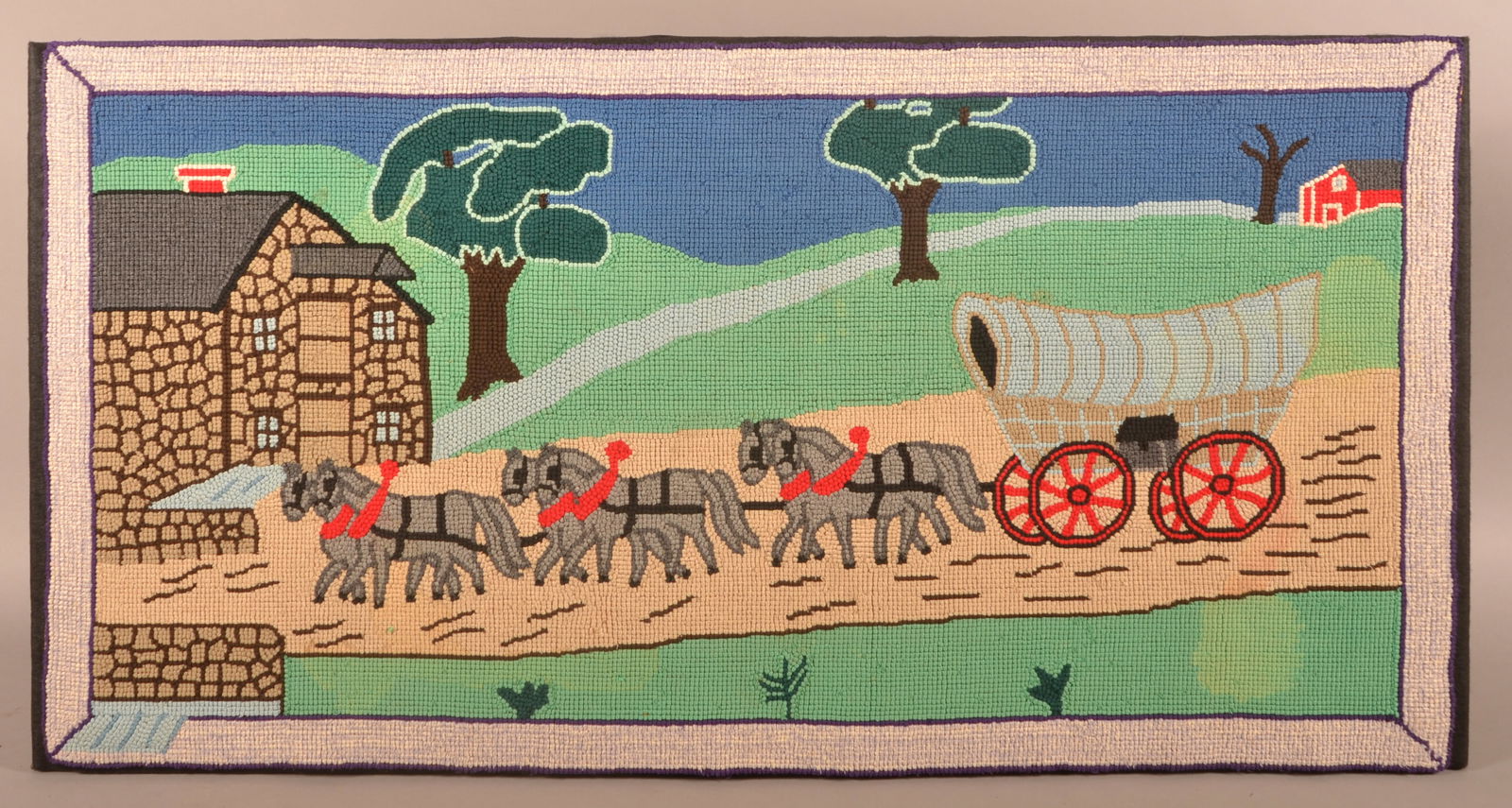 Vintage Conestoga Wagon Hooked Rug. (1 of 4)