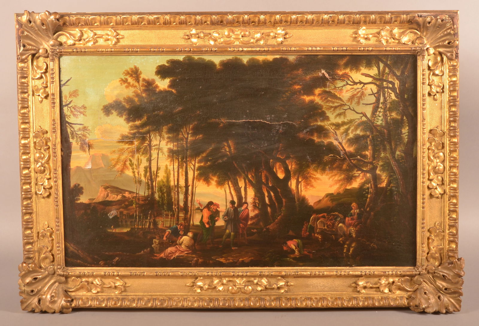 Early 19th C. Europe Camping Scene Oil on Canvas. (1 of 5)