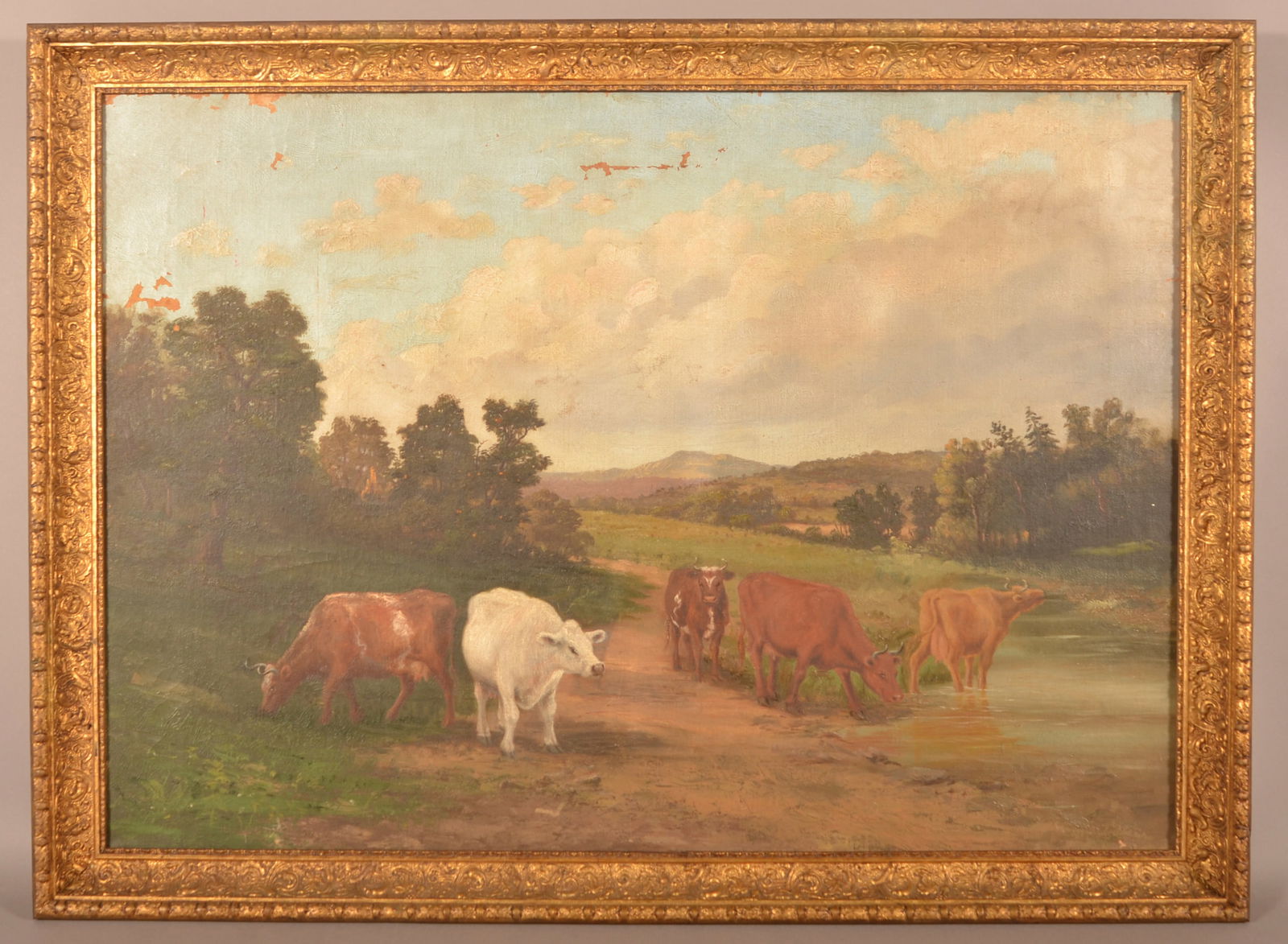 Antique Landscape With Cattle Oil Painting. (1 of 3)