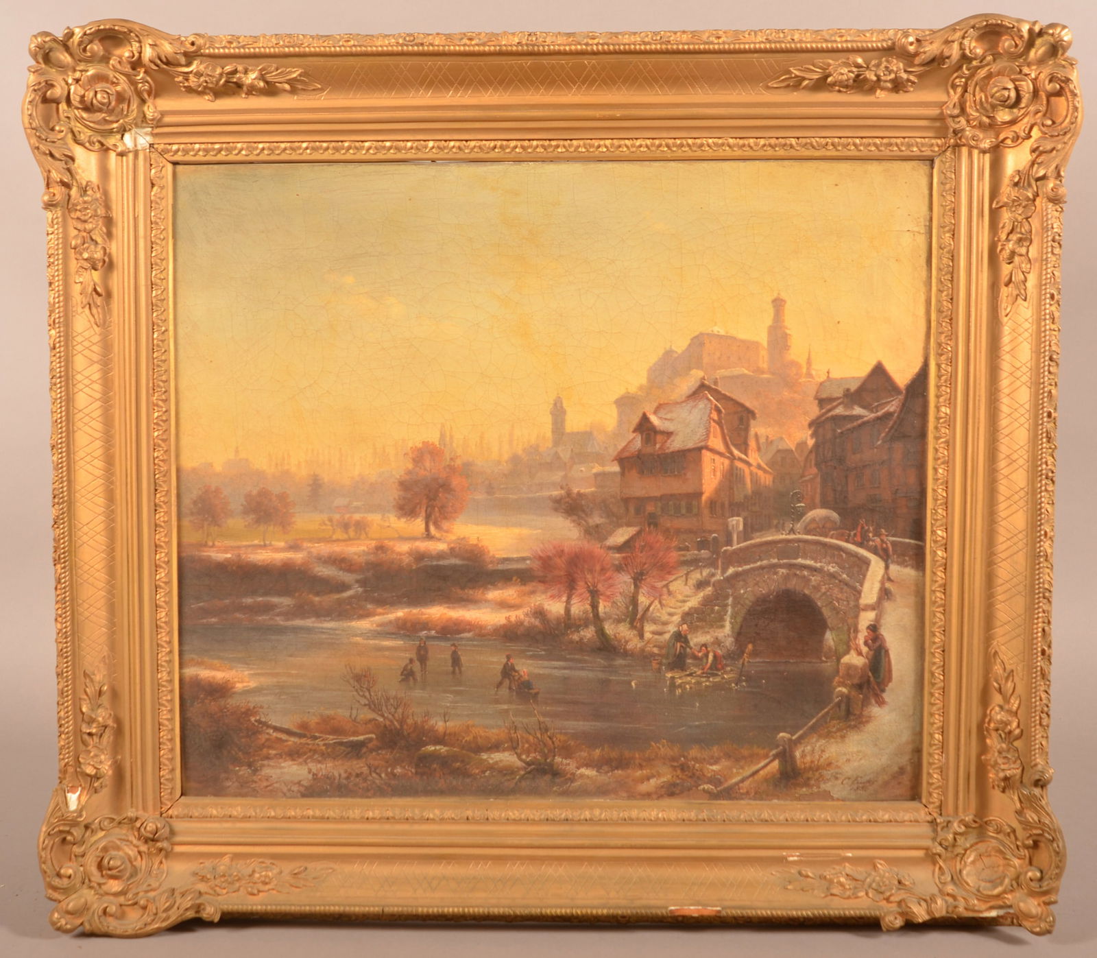 Carl Euler European Ice Skating Oil Painting. (1 of 4)