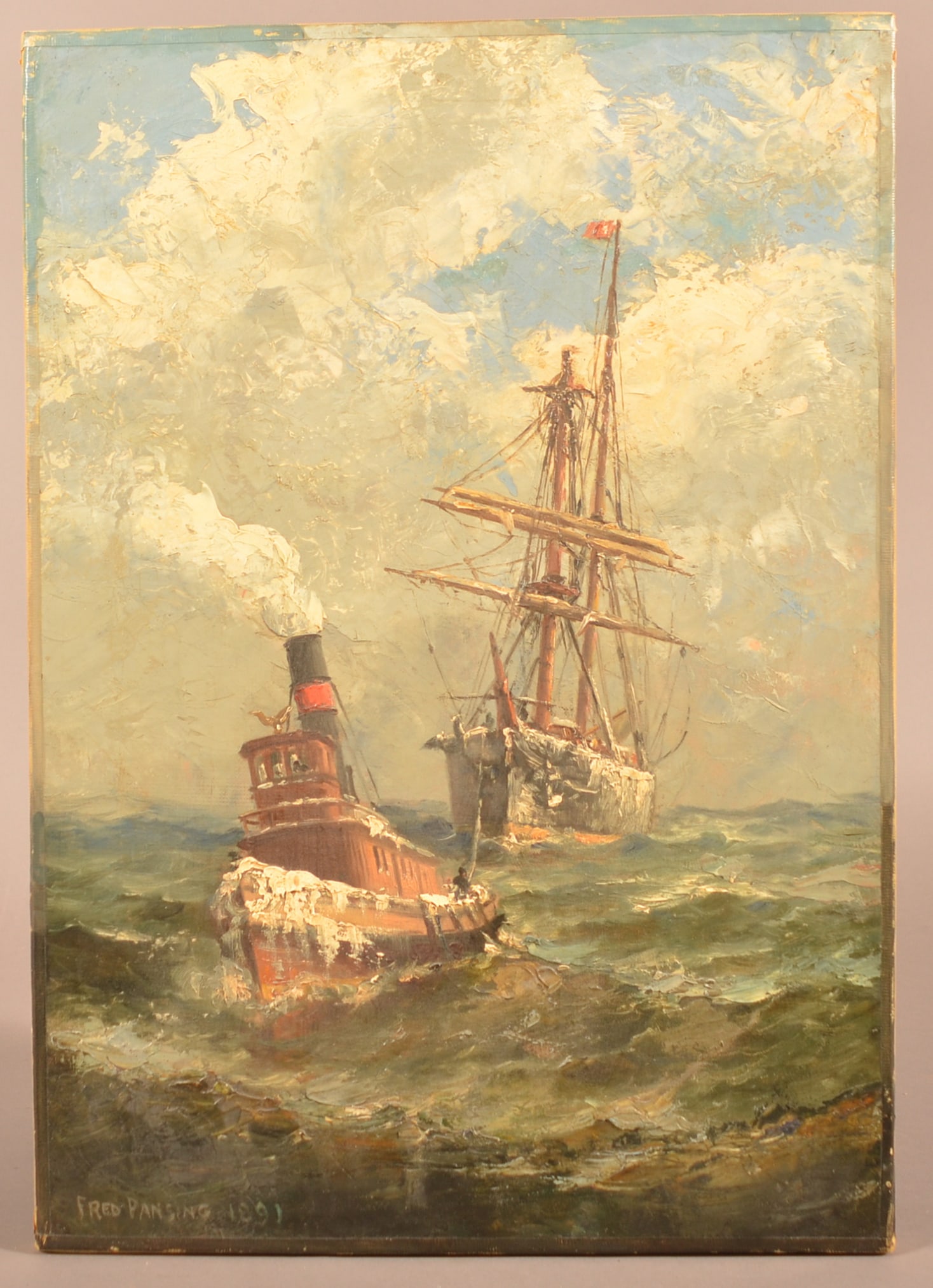 Frederick (Fred) Pansing Stormy Seas Painting. (1 of 6)