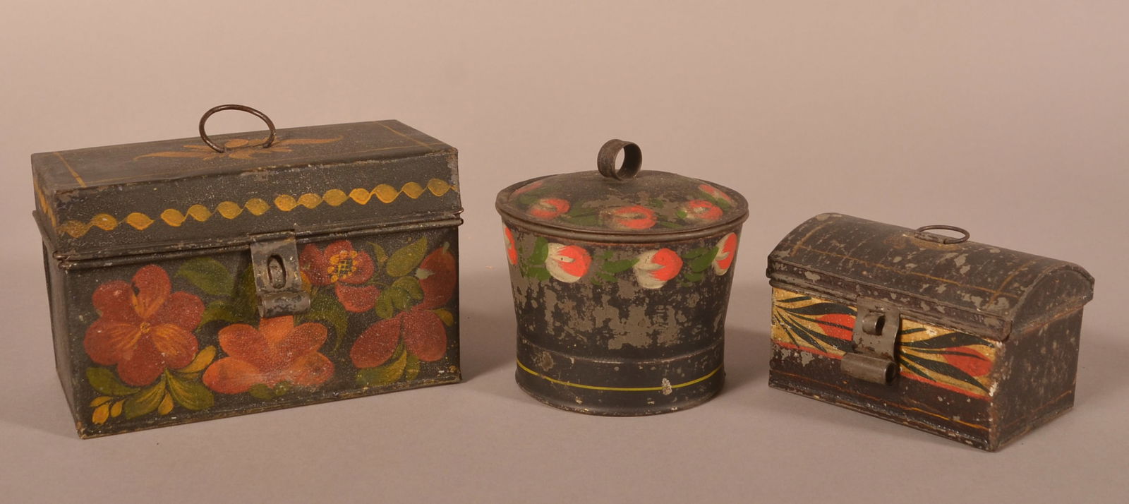 Three Pieces of Antique Toleware. (1 of 2)