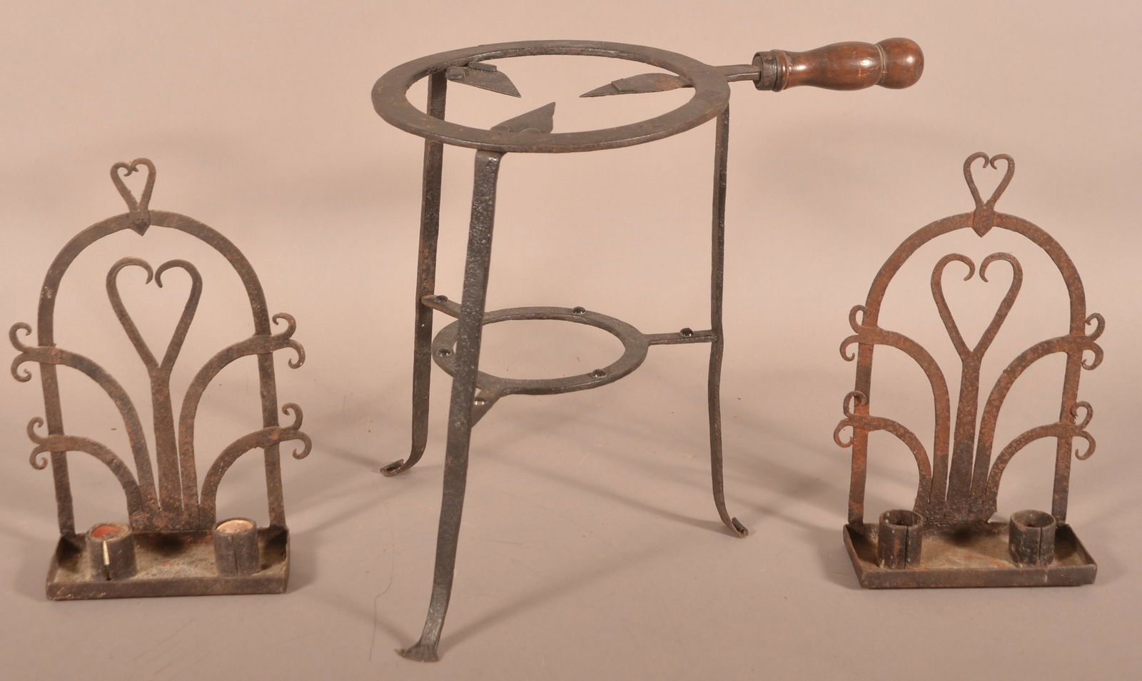 Wrought Iron Trivet and a Pair of Candle Sconces. (1 of 5)