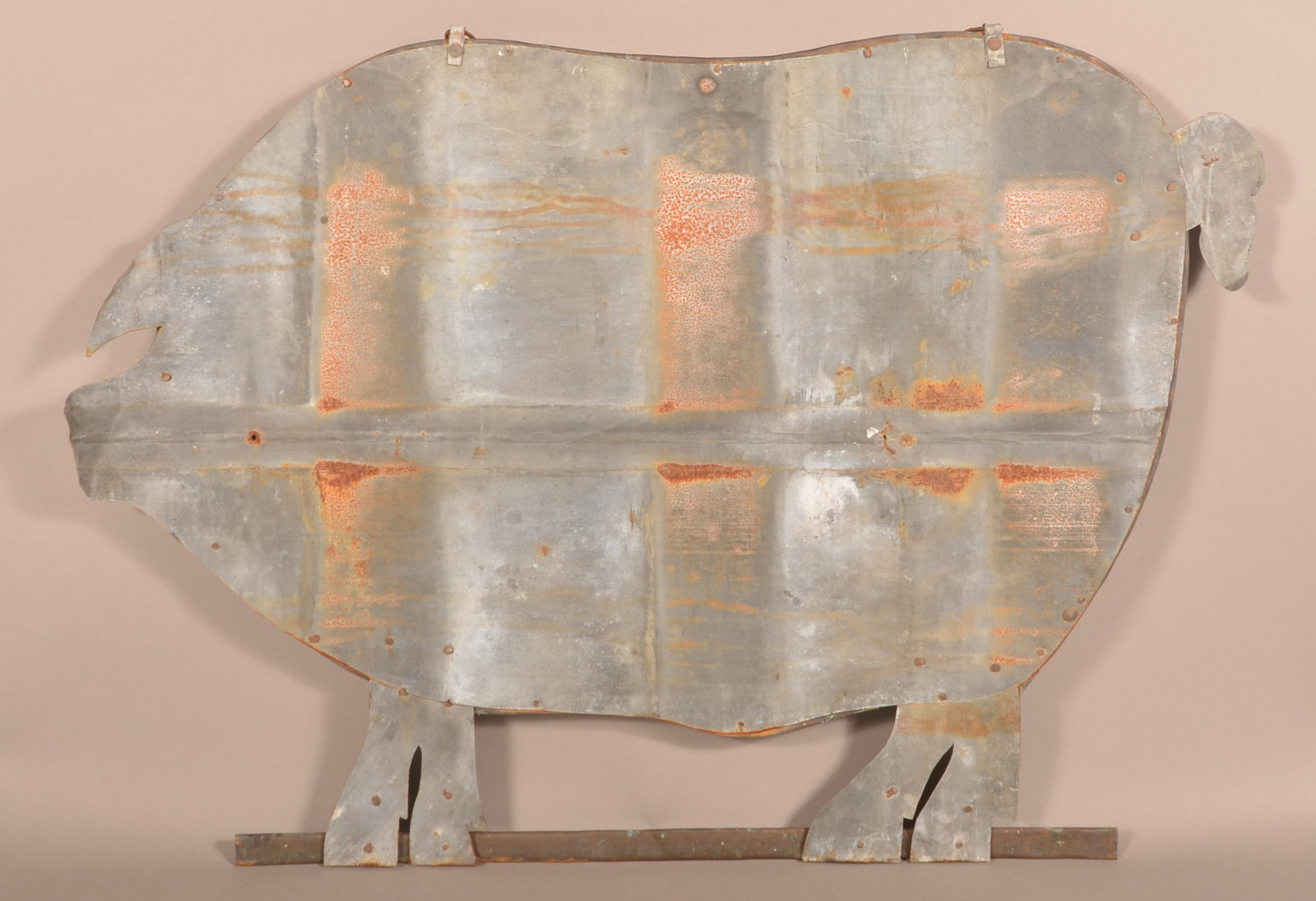 Vintage Metal Pig Form Butcher's Trade Sign.: Vintage Metal Pig-Form Butcher's Trade Sign. 22-1/2"h. x 31-1/2"w.