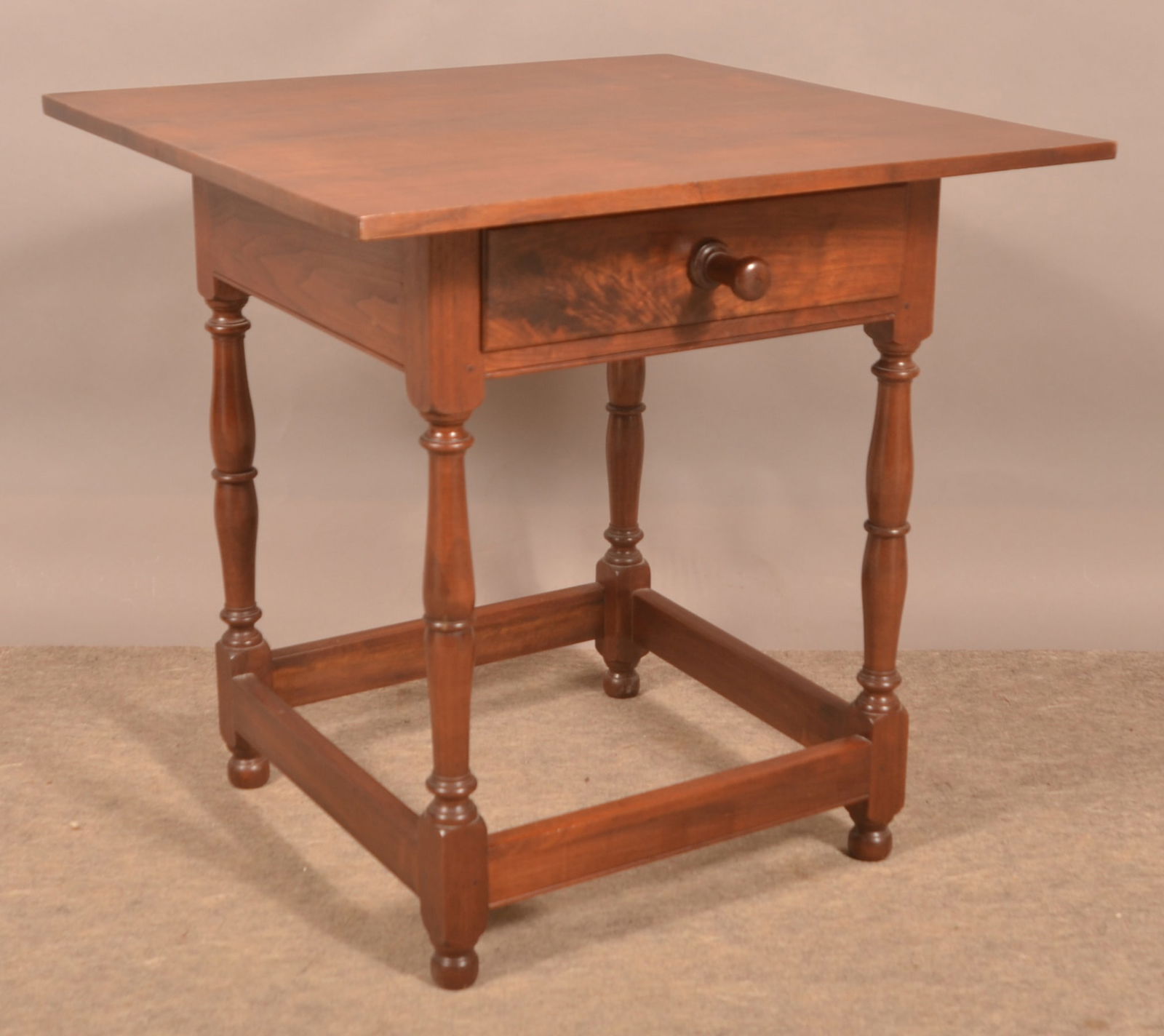 Walnut Stretcher-Base Tavern Table. (1 of 3)