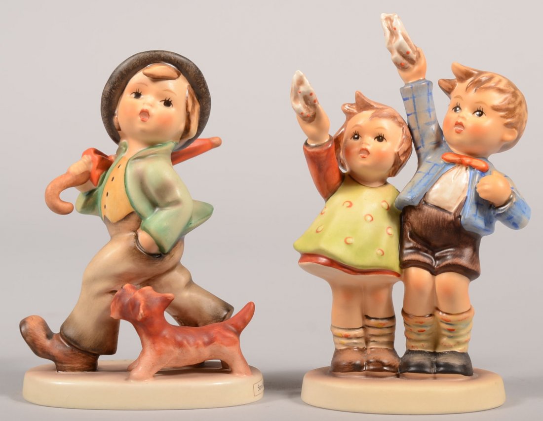 Two Hummel Figures, TMK-5. #153/0 Auf Wiedersehen,: Two Hummel Figures, TMK-5. #153/0 Auf Wiedersehen, 5 1/2"h. Along with # 5 Strolling Along, 5"h.