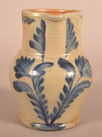 Stoneware 1-Gal. Pitcher with Cobalt Decoration.