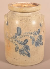 D.P. Shenfelder 2-Gal. Lidded Jar, Floral Decor.